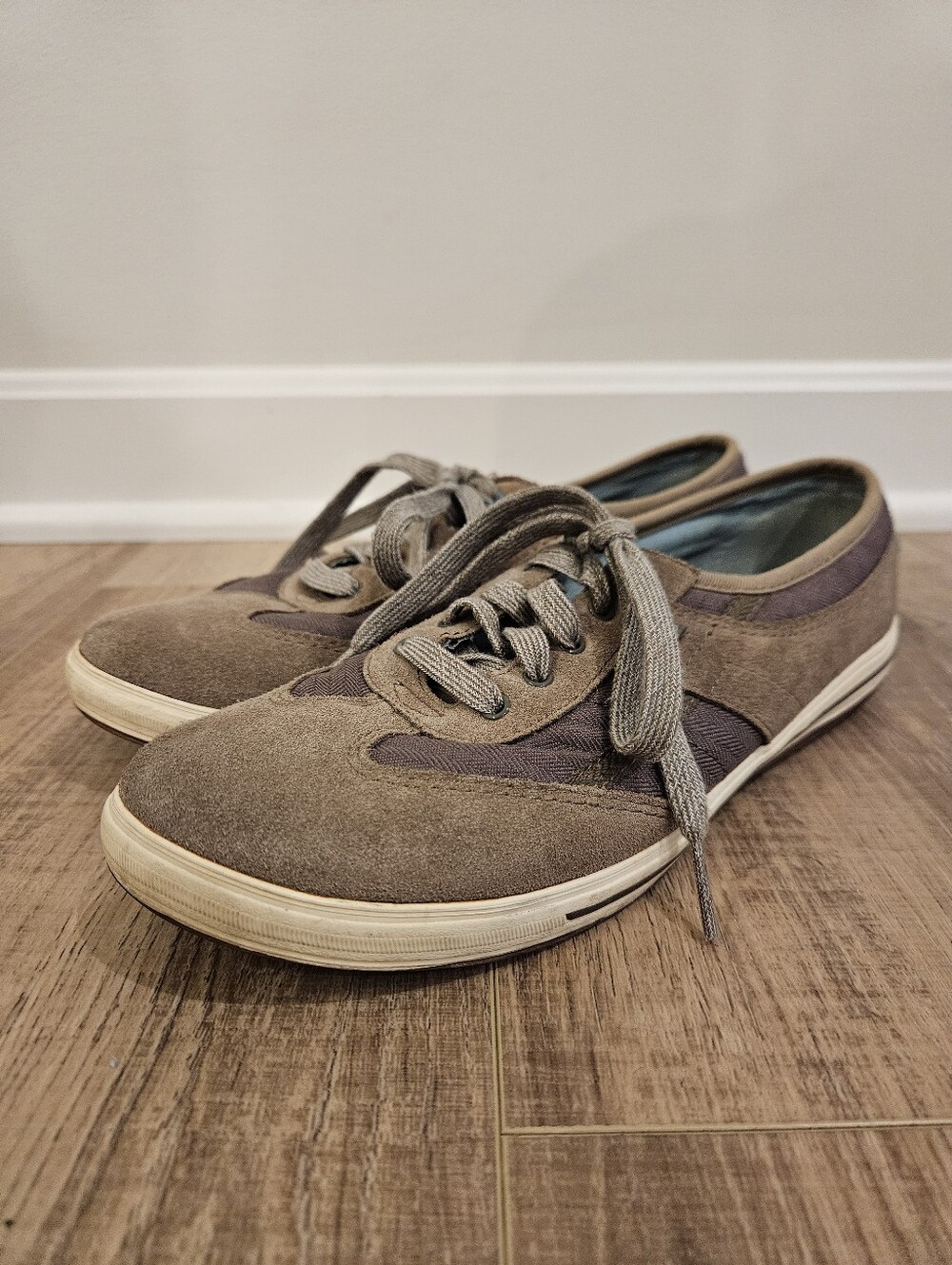 Keds Womens 7.5 Craze T-Top Taupe Brown Suede Lace Up Sneakers Casual Shoes